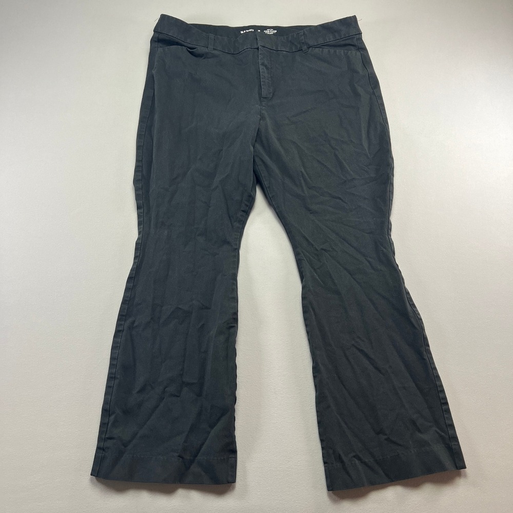 Old Navy Pixie Flare Pants Womens 18 Black Cotton Stretch High Rise Flat Front